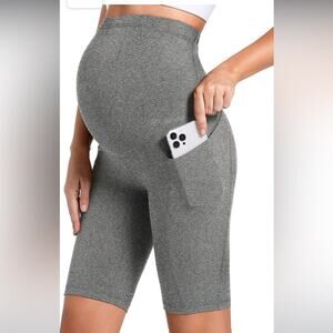 Foucome Maternity Yoga Shorts Over The Belly Pregnancy Shorts size:large